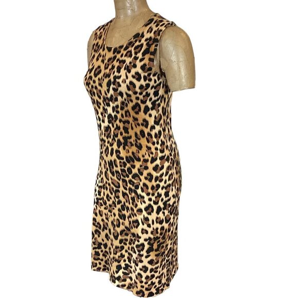 Marvin Richards Leopard Print Sleeveless Knit Dress Sz M #277T - Picture 2 of 6
